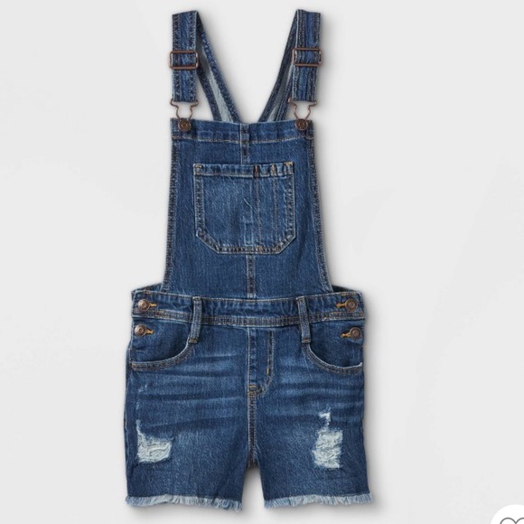 VIP Other - Girls size 7 Distressed Denim Short Overalls